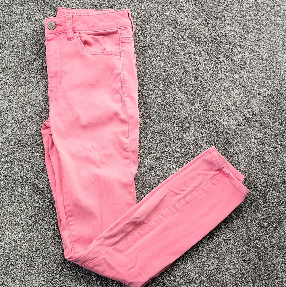 American Eagle Aerie Size 6 Bright Pink Y2k Skinny Hi-Rise Jeggings